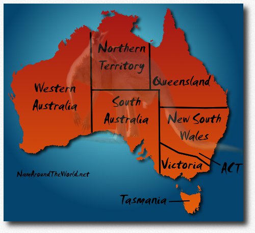 Principaux Etats et Territoires d'Australie | Major States and Territories of Australia