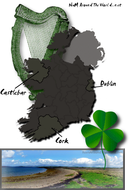 Carte de l'Irlande avec liens cliquables, parmi ceux que vous pouvez trouver ci-dessus | Ireland map with clickable links, among those you can find above.